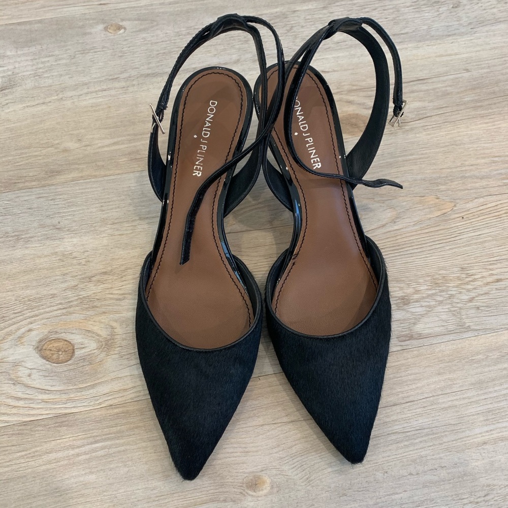 Donald Pliner dressy shoes black hair calf size 9